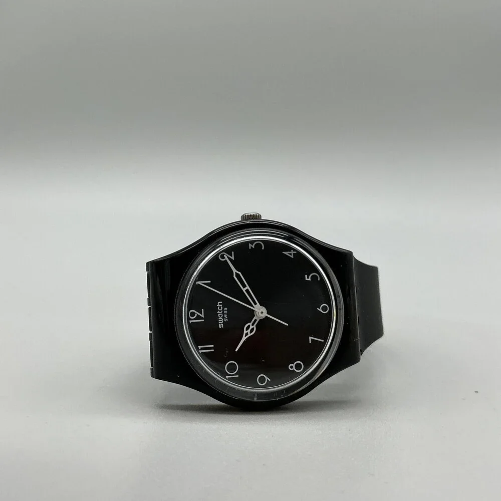 Swatch 1920 Mens Watch 34mm Black Dial Retro GB275 Swiss Analog New Battery